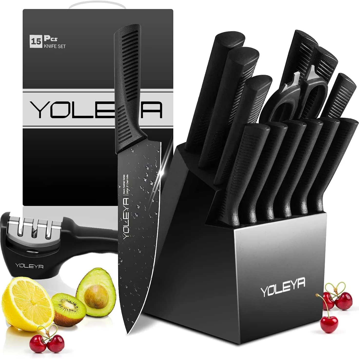 15-Piece: Non-Stick Coating Kitchen Knife Set