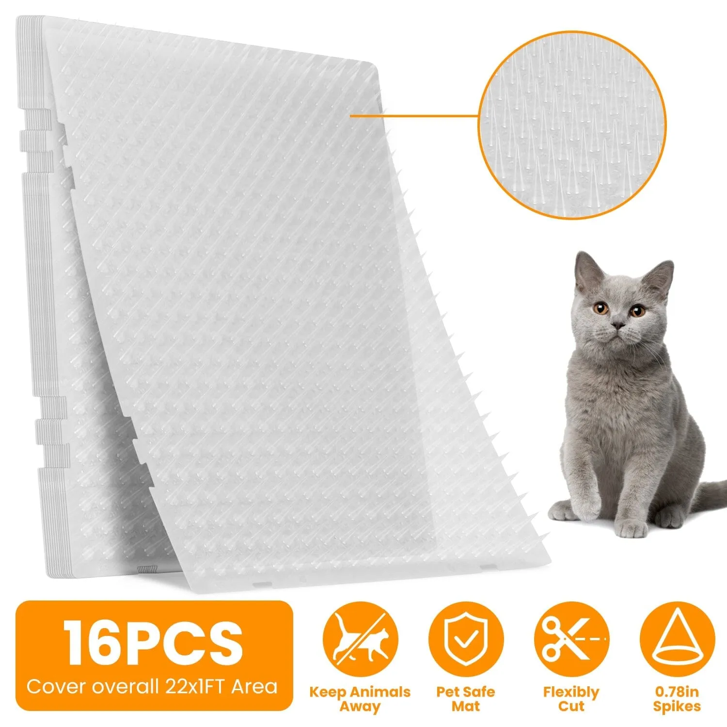 16-Pieces: Deterrent Training Mats with Spikes