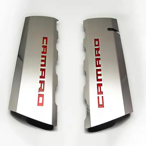 2016-2021 Camaro SS - Fuel Rail Cover Overlays with CAMARO Cutout 2Pc - Polished Stainless Steel