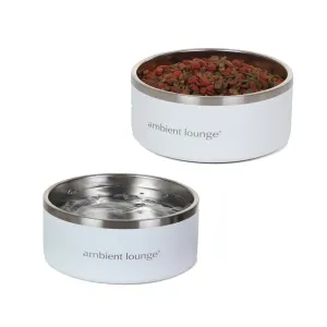 2L Stainless Steel Dog Bowl - White/White (Set of 2)