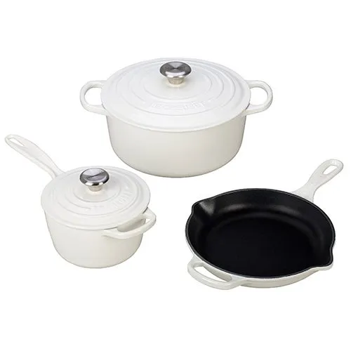 5pc Signature Cast Iron Cookware Set White