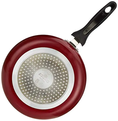 Amazon Brand - Solimo 3-Piece Aluminium Cookware Set - Fry Pan,Kadhai&Tawa|2-Way 3 Layer Non-Stick Coating|Induction Friendly Design|Pfoa Free|High Temperature Resistant Exterior Coating,Maroon