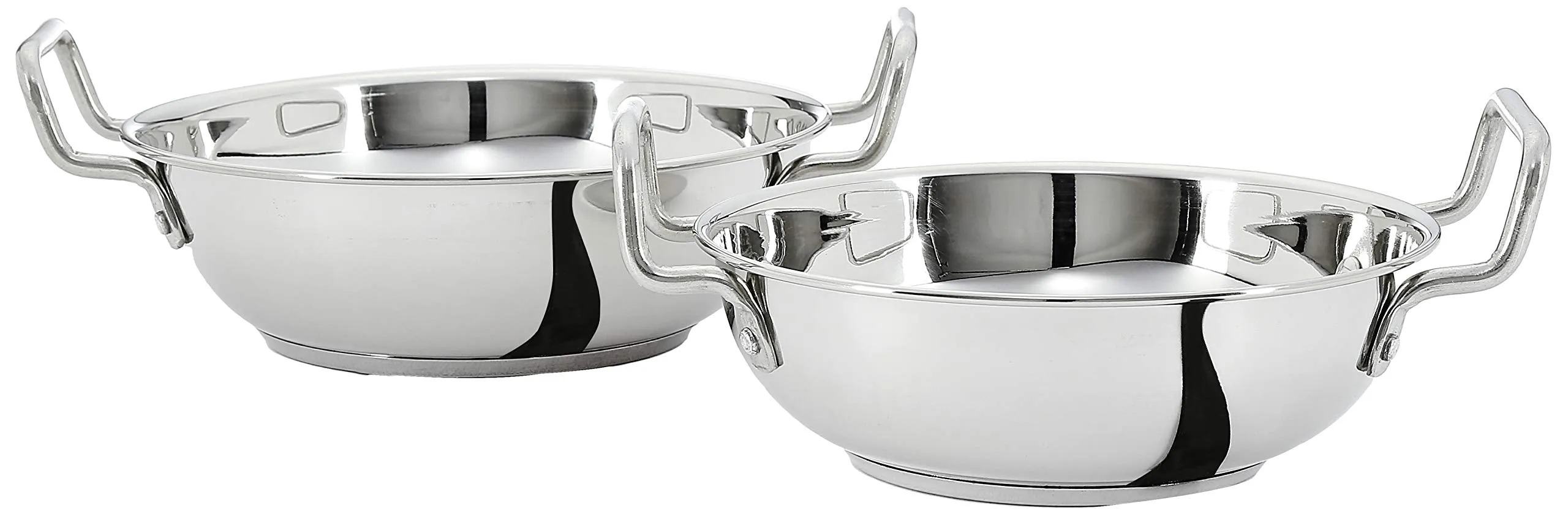 Amazon Brand - Solimo Stainless Steel Induction Bottom Kadhai Set size 18cm, 20cm