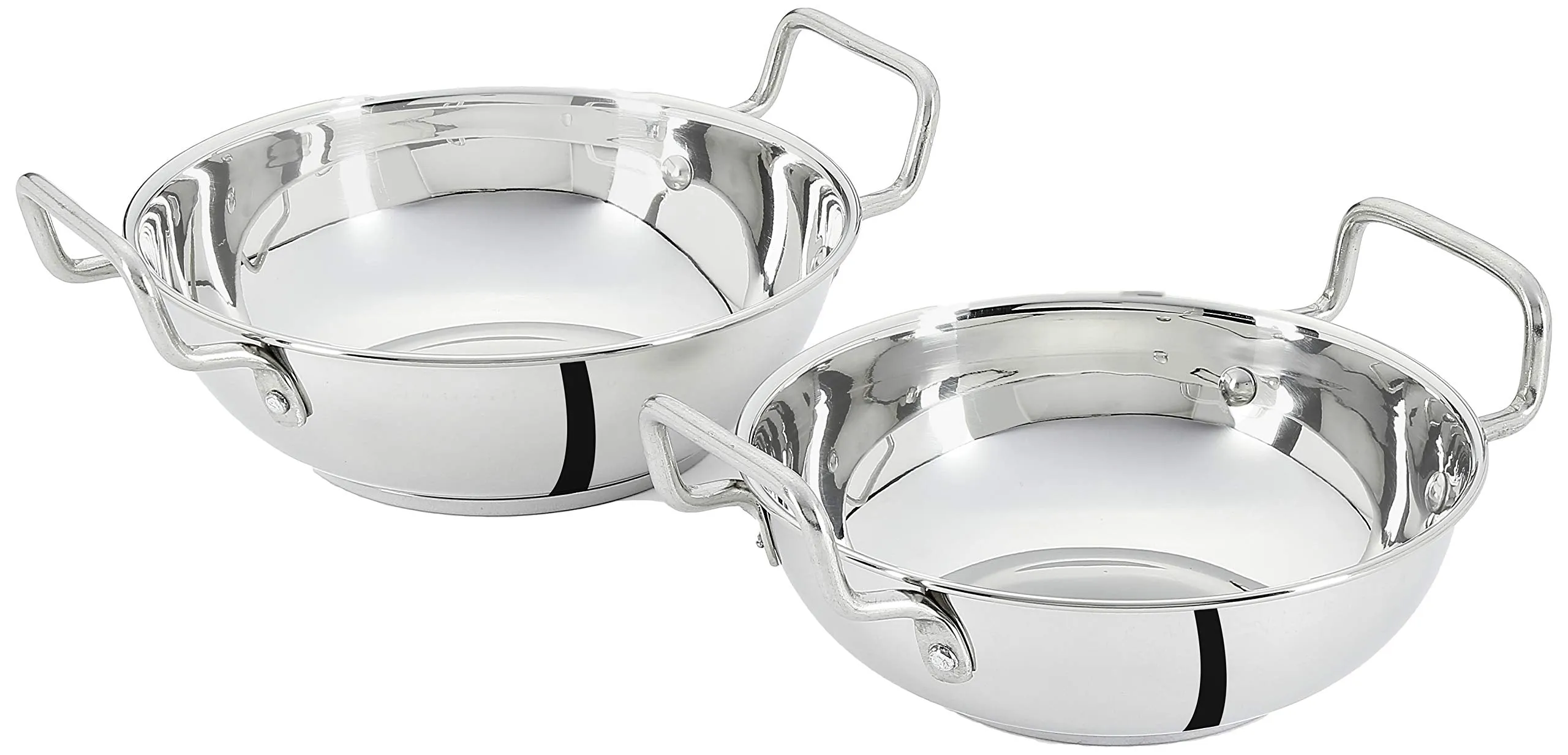 Amazon Brand - Solimo Stainless Steel Induction Bottom Kadhai Set size 18cm, 20cm