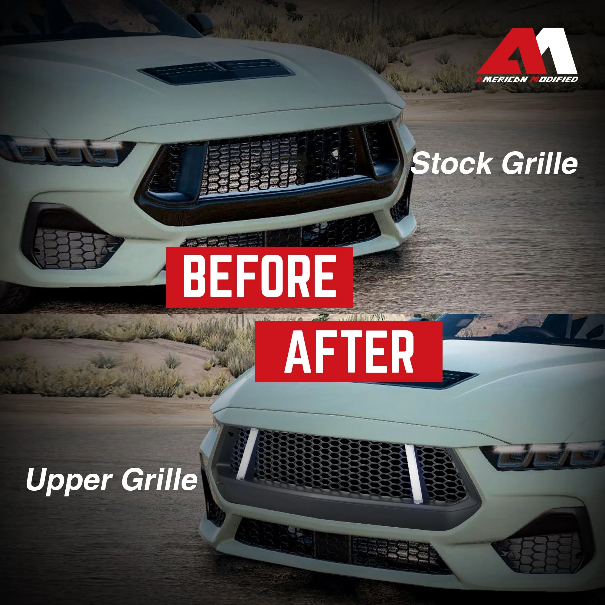 AMERICAN MODIFIED GT Style Front Grille w/LED DRL for 2024  Mustang EcoBoost/GT