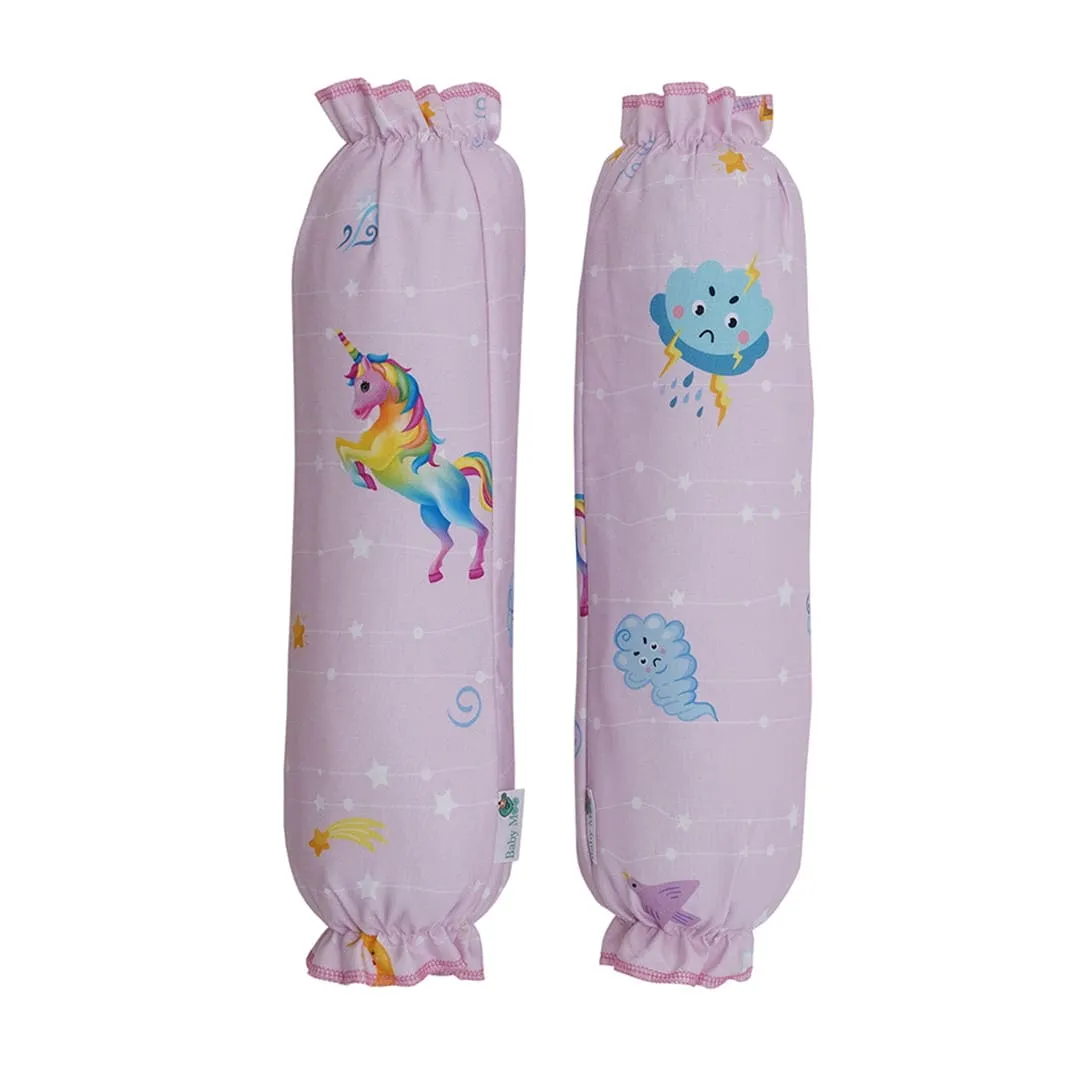 Baby Moo Unicorn Bedding Gift Set 2 Bolsters, U Pillow, Mattress And Quilt Set - Pink