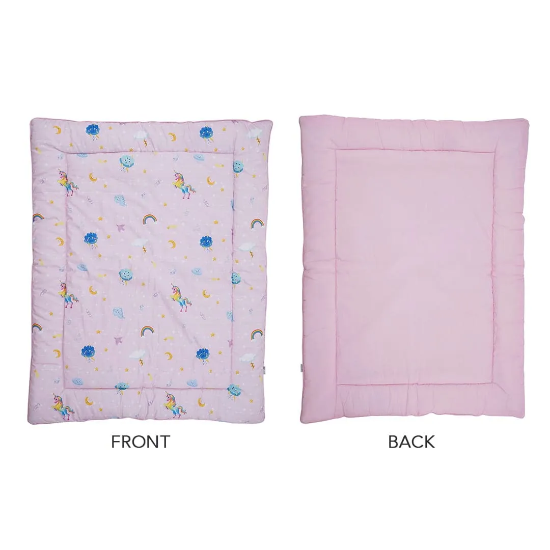 Baby Moo Unicorn Bedding Gift Set 2 Bolsters, U Pillow, Mattress And Quilt Set - Pink