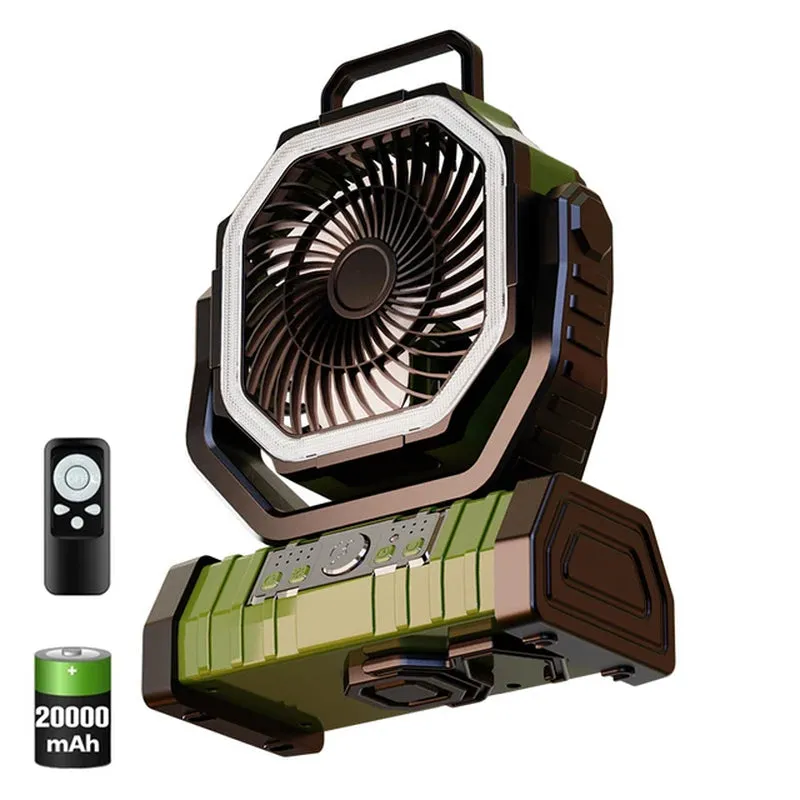 Battery Operated Fan, Portable Rechargeable Desk/Camping Fan with LED Light and Hook