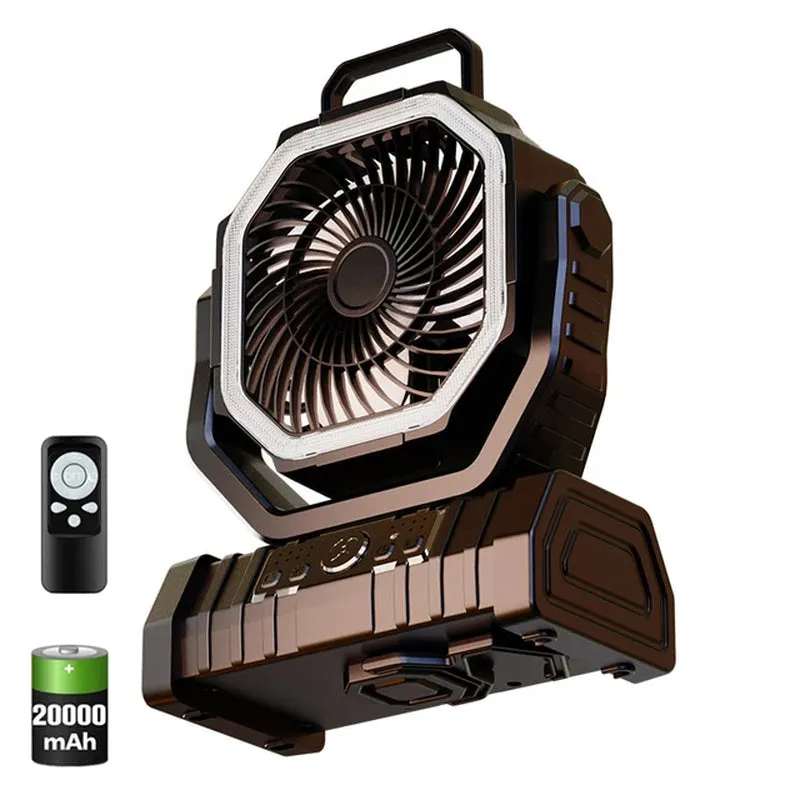 Battery Operated Fan, Portable Rechargeable Desk/Camping Fan with LED Light and Hook