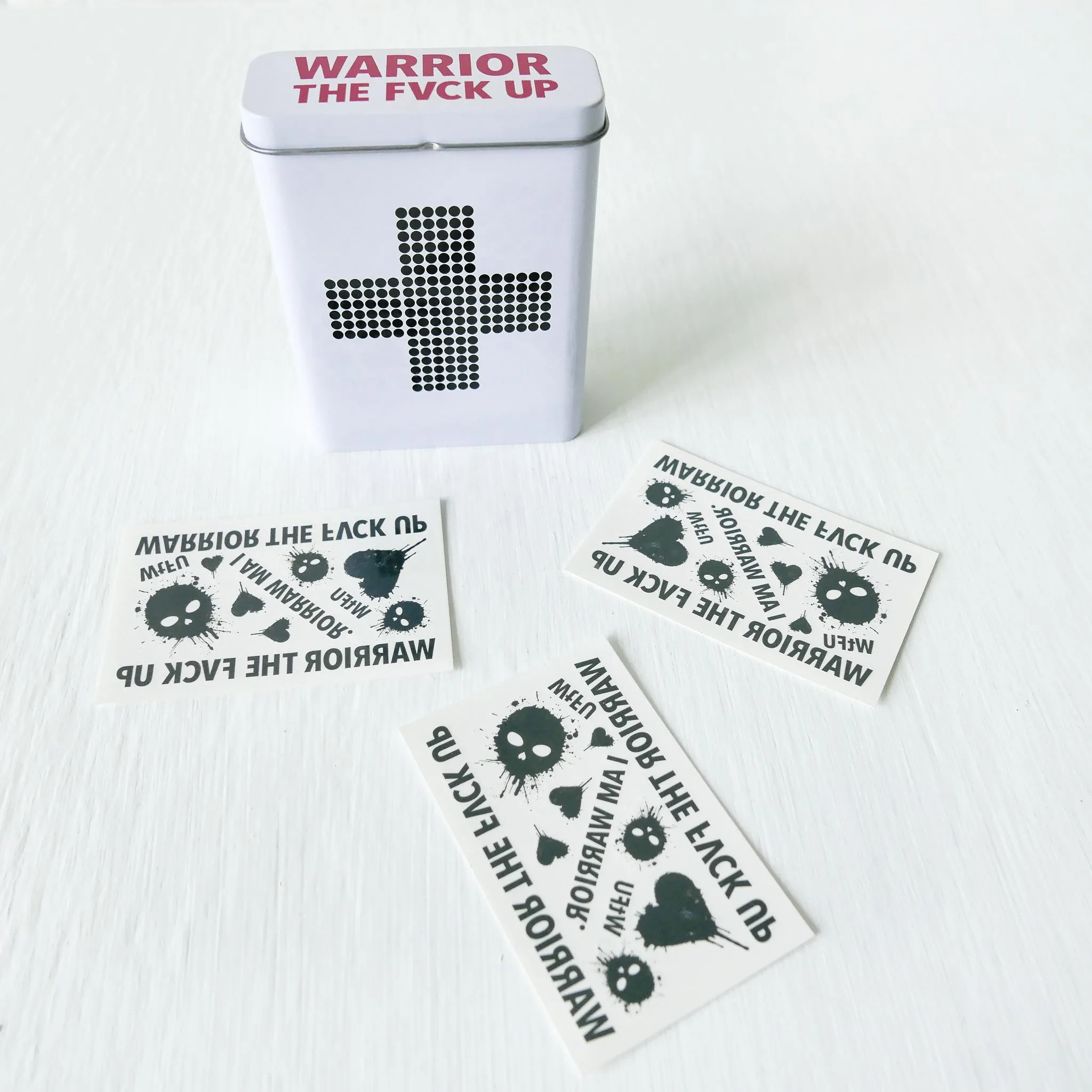 Battle Wounds Kit - Retro First Aid Tin with Warrior Temporary Tattoos