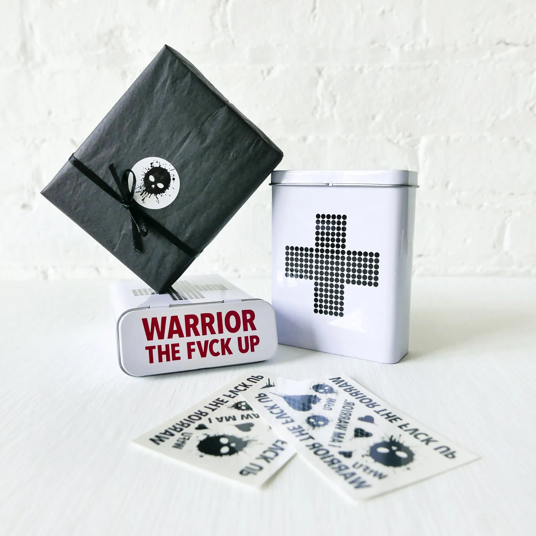 Battle Wounds Kit - Retro First Aid Tin with Warrior Temporary Tattoos