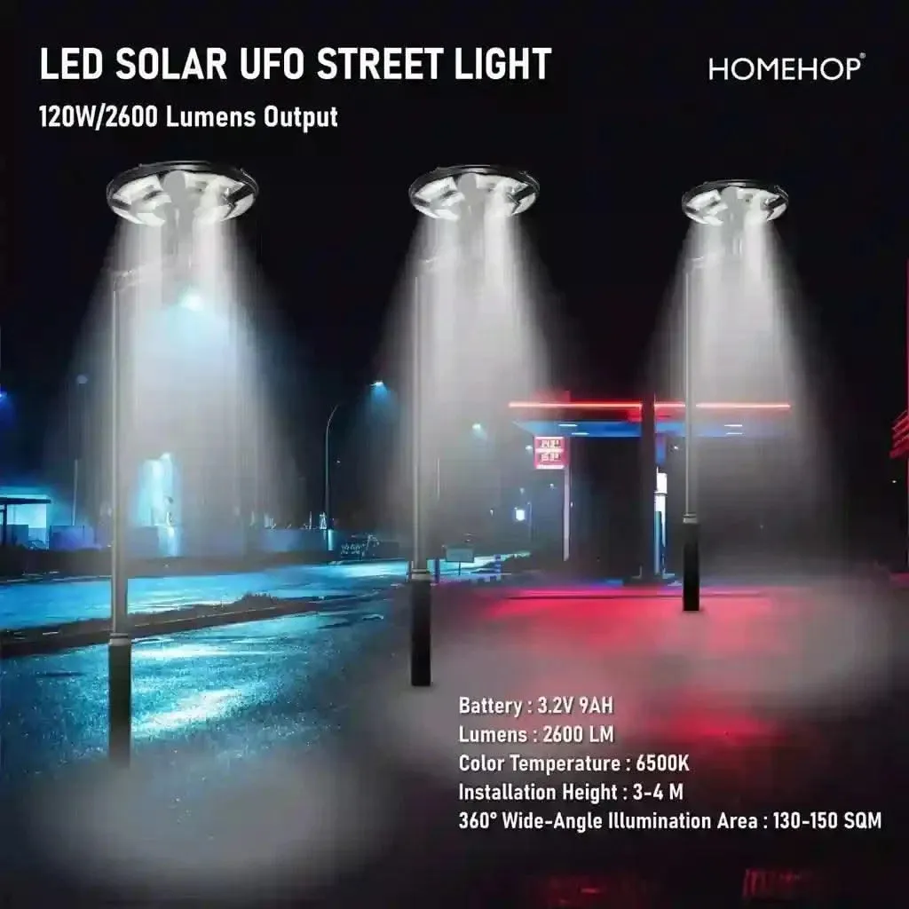 Best UFO Street Light Solar LED Decorative Lamps With Motion Sensor For Outdoor (150W, Cool White)(Renewed)