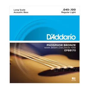 D'Addario EPBB170 Phosphor Bronze Acoustic Bass Strings, Long Scale, 45-100