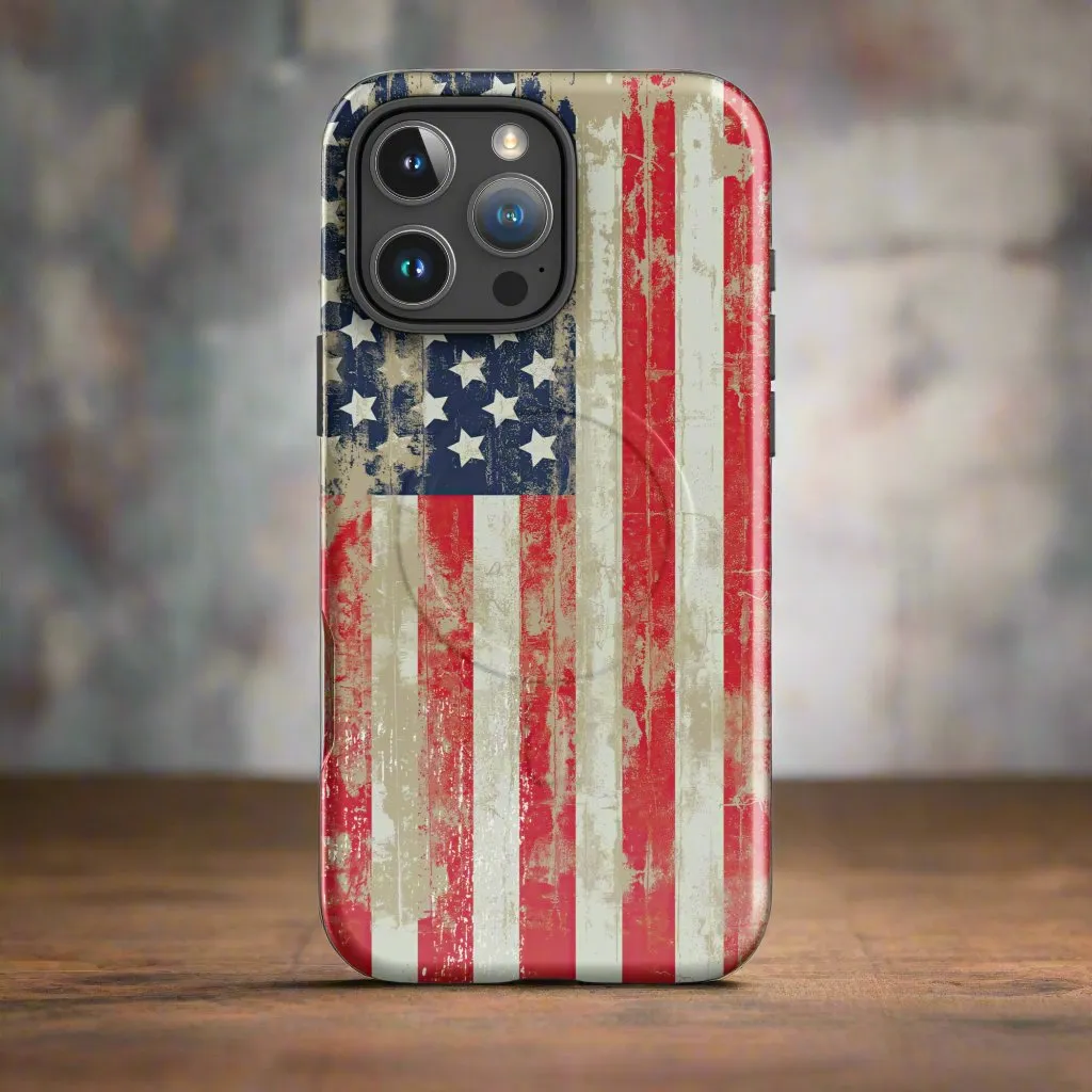 Distressed American Flag MagSafe® tough case for iPhone®