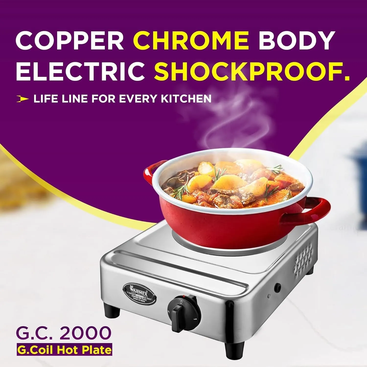 Electric Hot Plate G.C. 2000 With Rotary Switch Electric Cooking Heater By Warmex