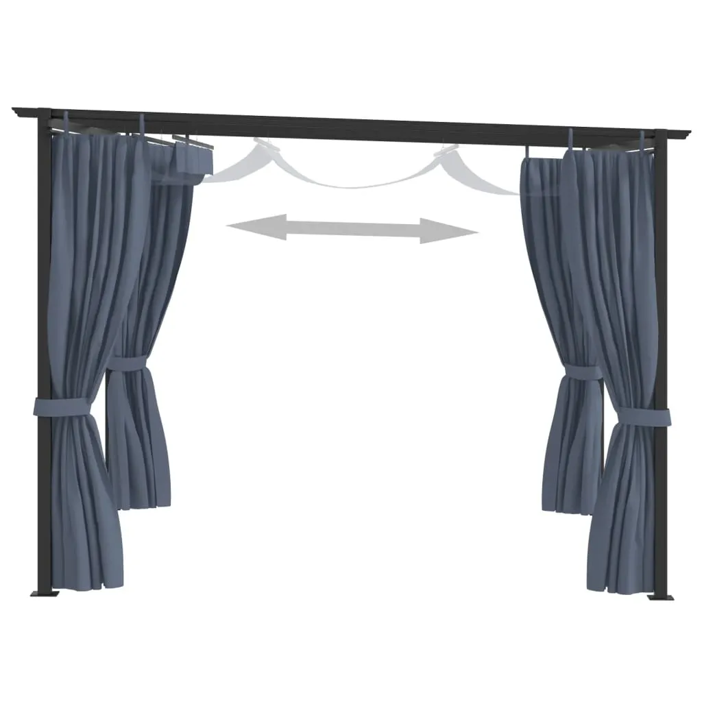 Gazebo with Curtains 3x3 m Anthracite Steel