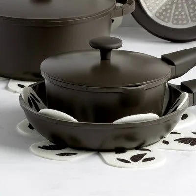 Goodful 10pc Cast Aluminum, Ceramic Cookware Set Charcoal