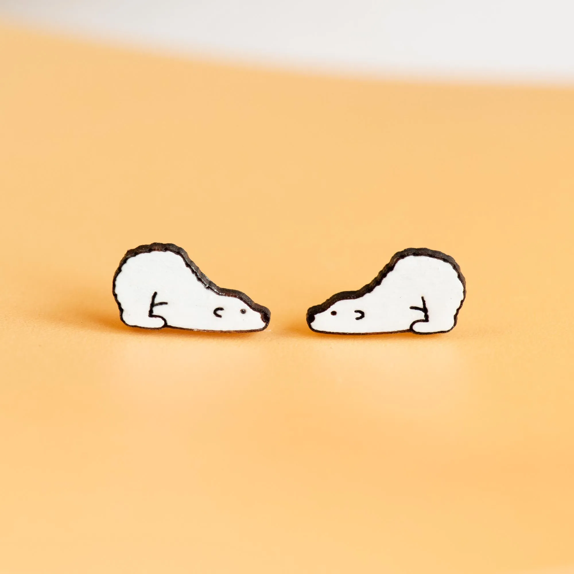 Hand-painted Crawling Polar Bear Earrings - PEL10318