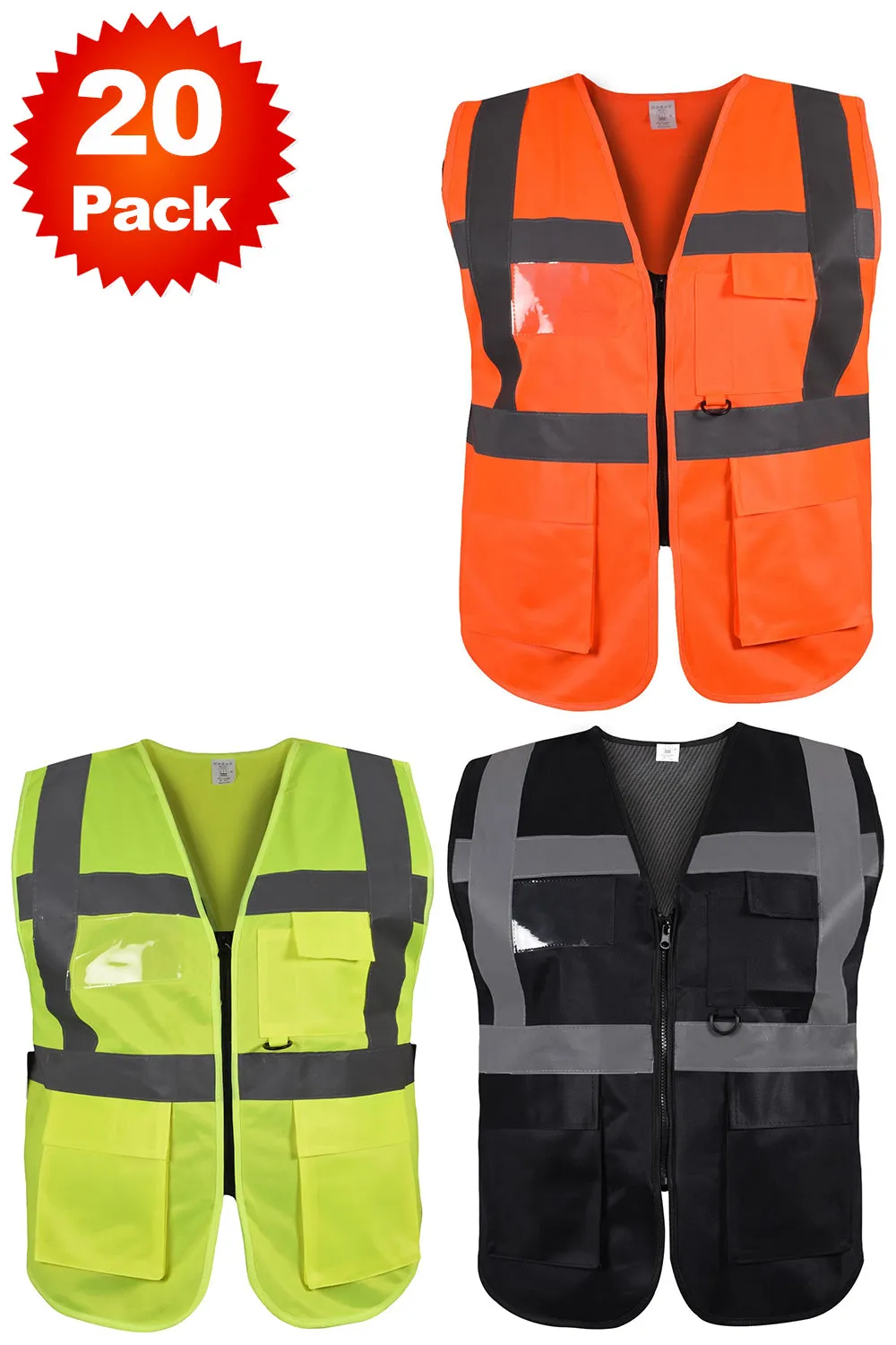 High Visibility Safety Vest - 10/20 Pack