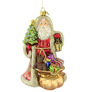 Huras, 2021 Santa With Tree Glass Ornament Dated Lantern, S494