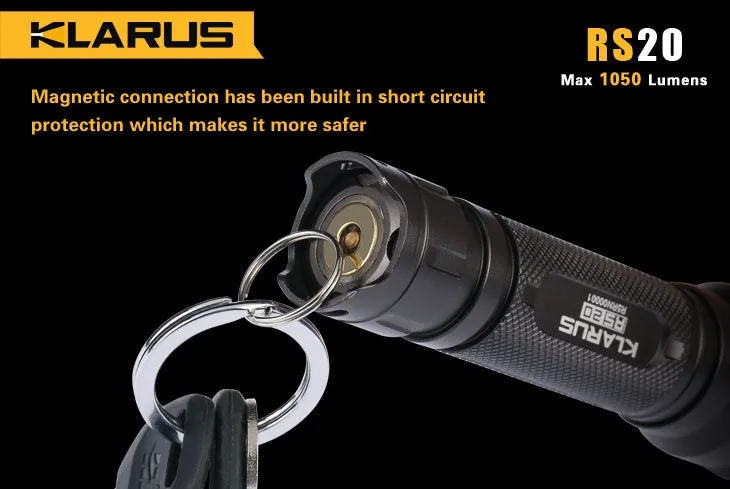 Klarus RS20 1 x 18650 / 2 x (R)CR123A CREE XM-L2 U2 1050 Lumen LED Flashlight