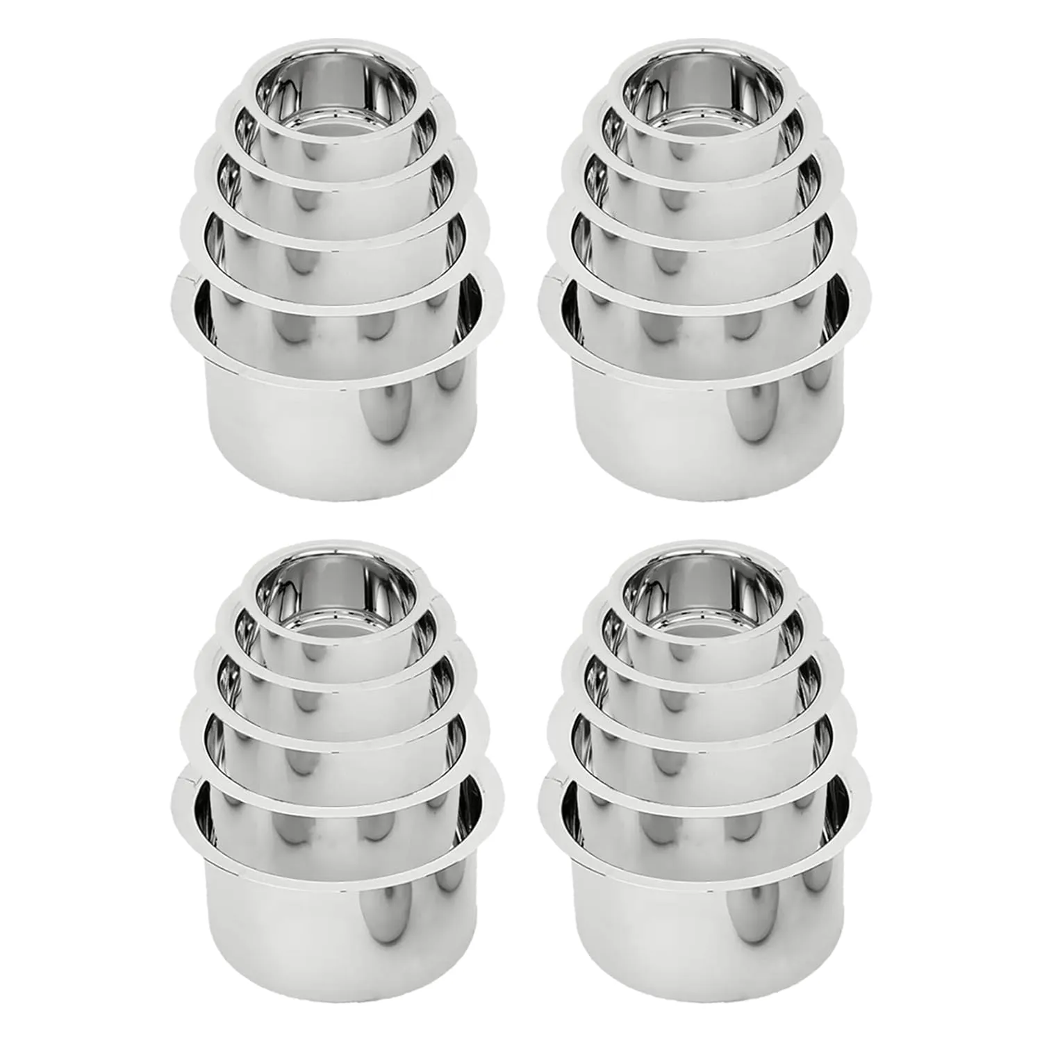 Kuber Industries Set of 5 Stainless Steel Tope Set (800ml, 1L, 1.4L, 1.9L and 2.4L) I Gas Stove and Induction Compatible I Triply Tope I Heavy Duty Gauge (Pack Of 4)