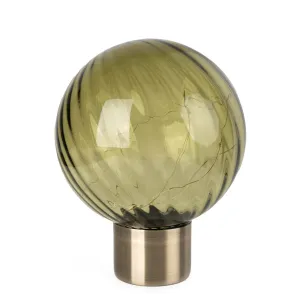 LED Green Glass Globe Battery Table Lamp