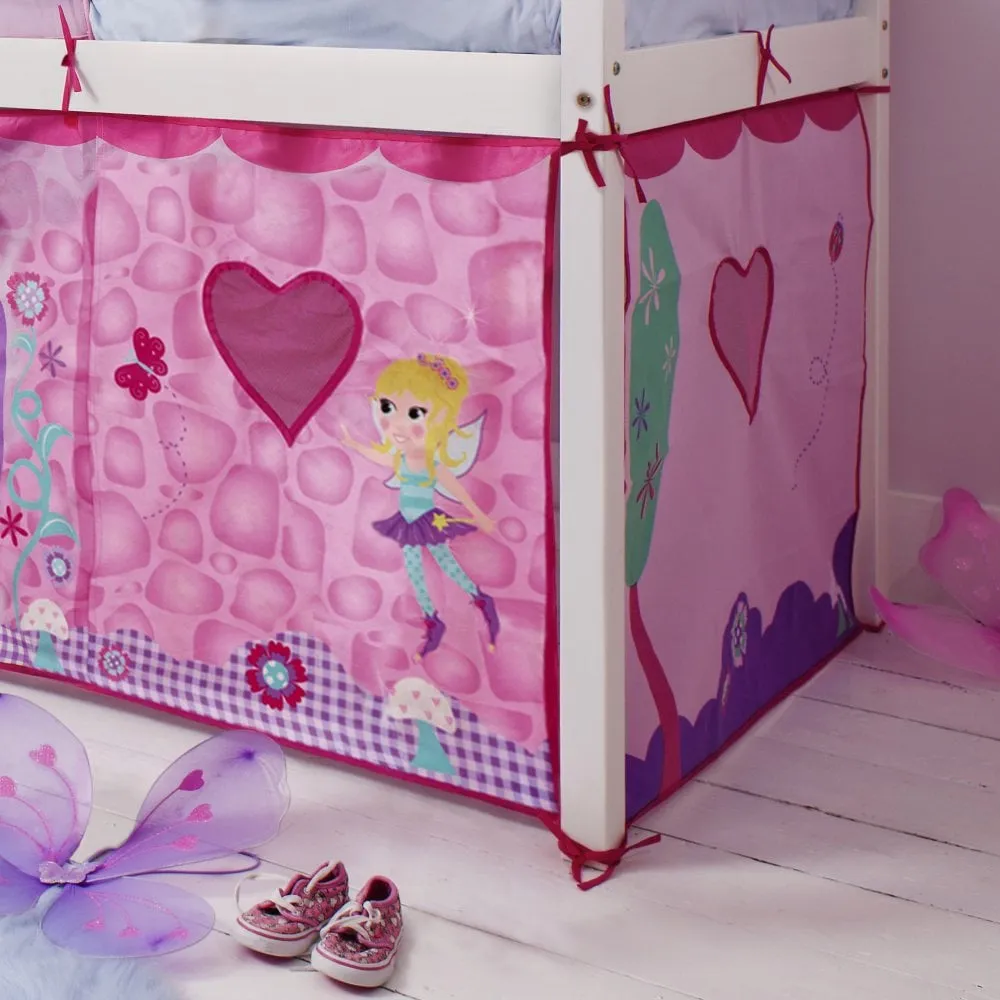 Moro Cabin Bed Midsleeper with Fairies Tent & Tower in Classic White