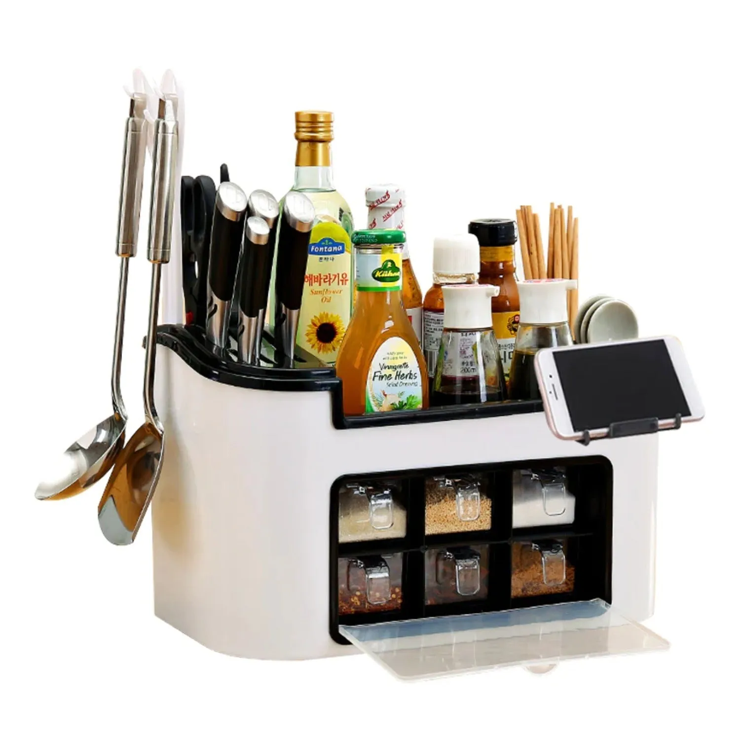 Multifunction Kitchen Organizer with 6 Seasoning Boxes