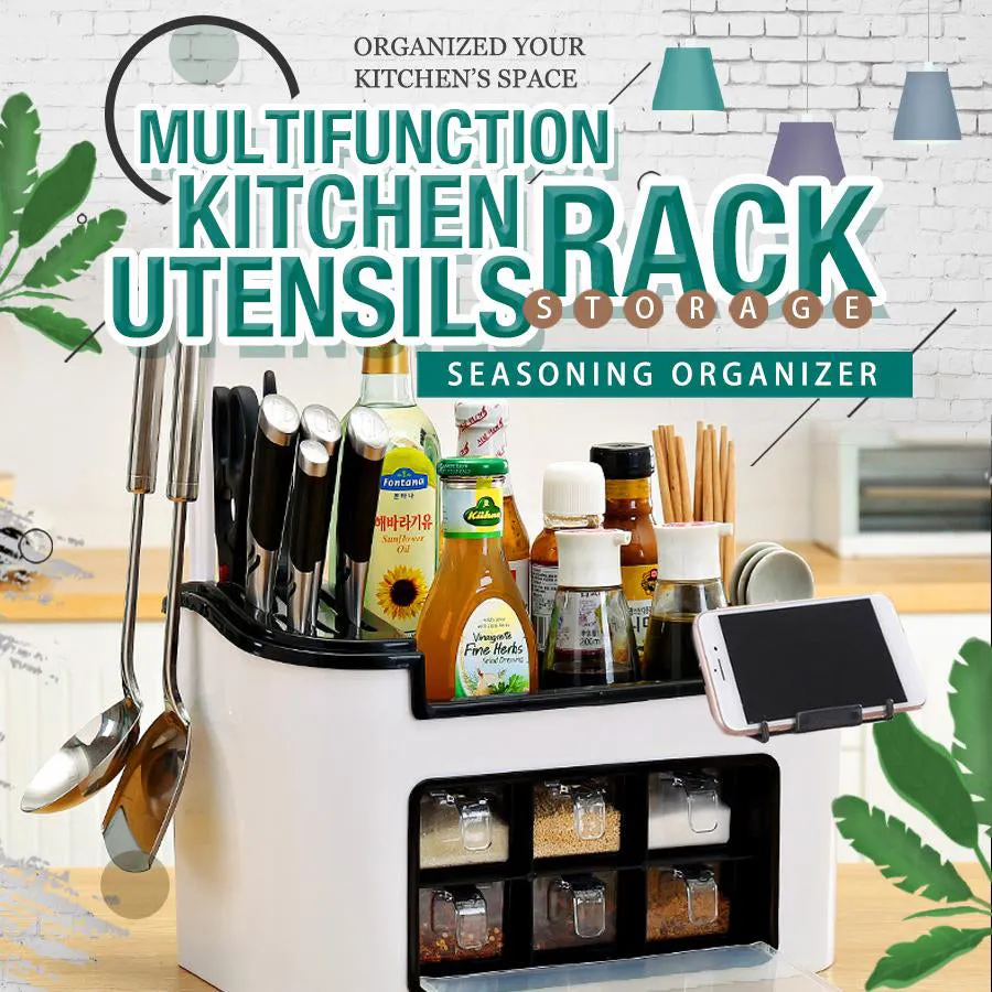 Multifunction Kitchen Organizer with 6 Seasoning Boxes