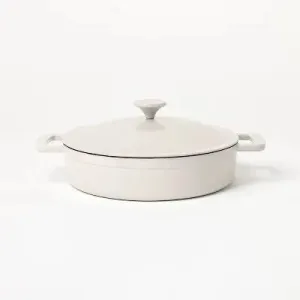 New - 3.5qt Enamel Braiser Light Gray - Figmint