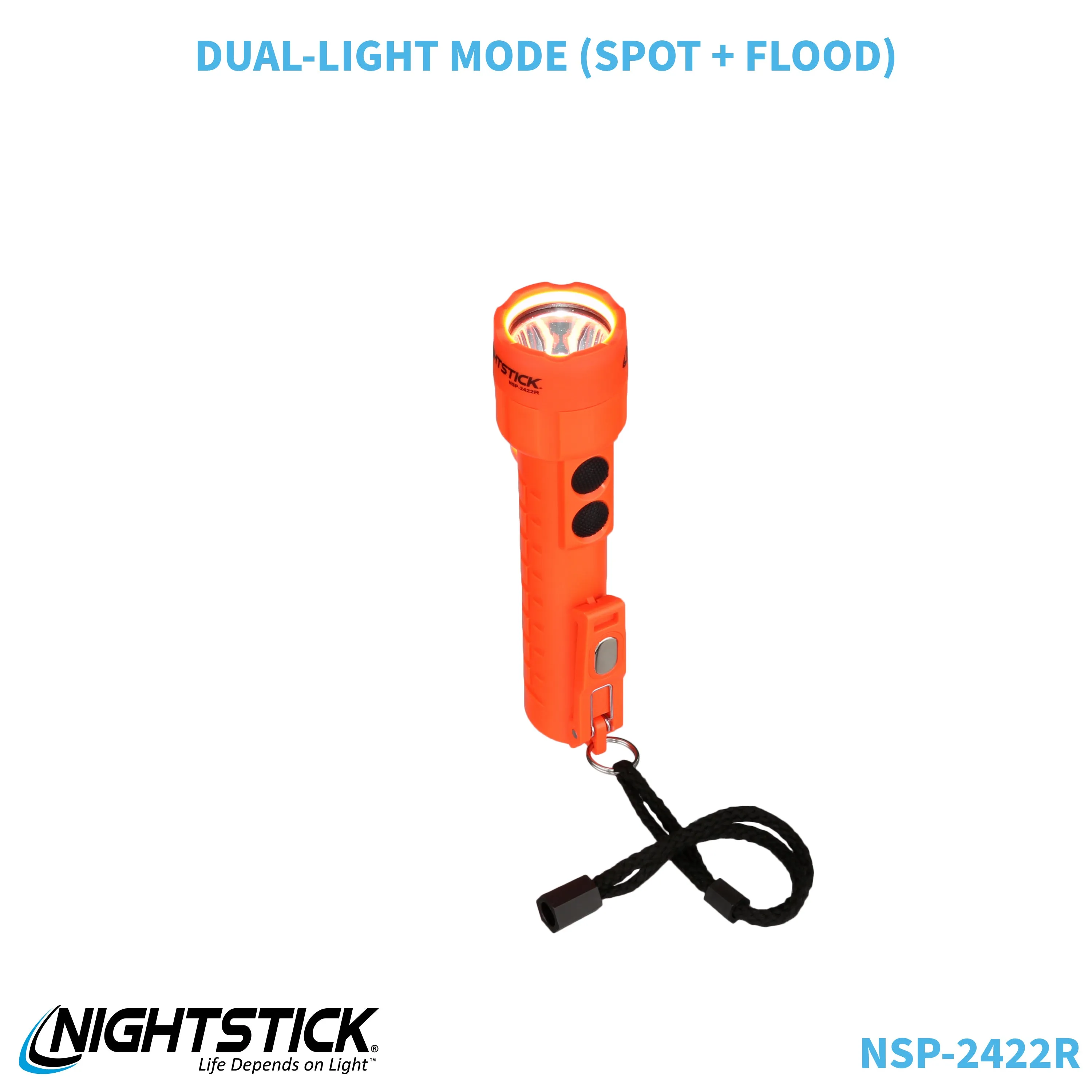 NSP-2422R: Dual-Light Flashlight w/Dual Magnets