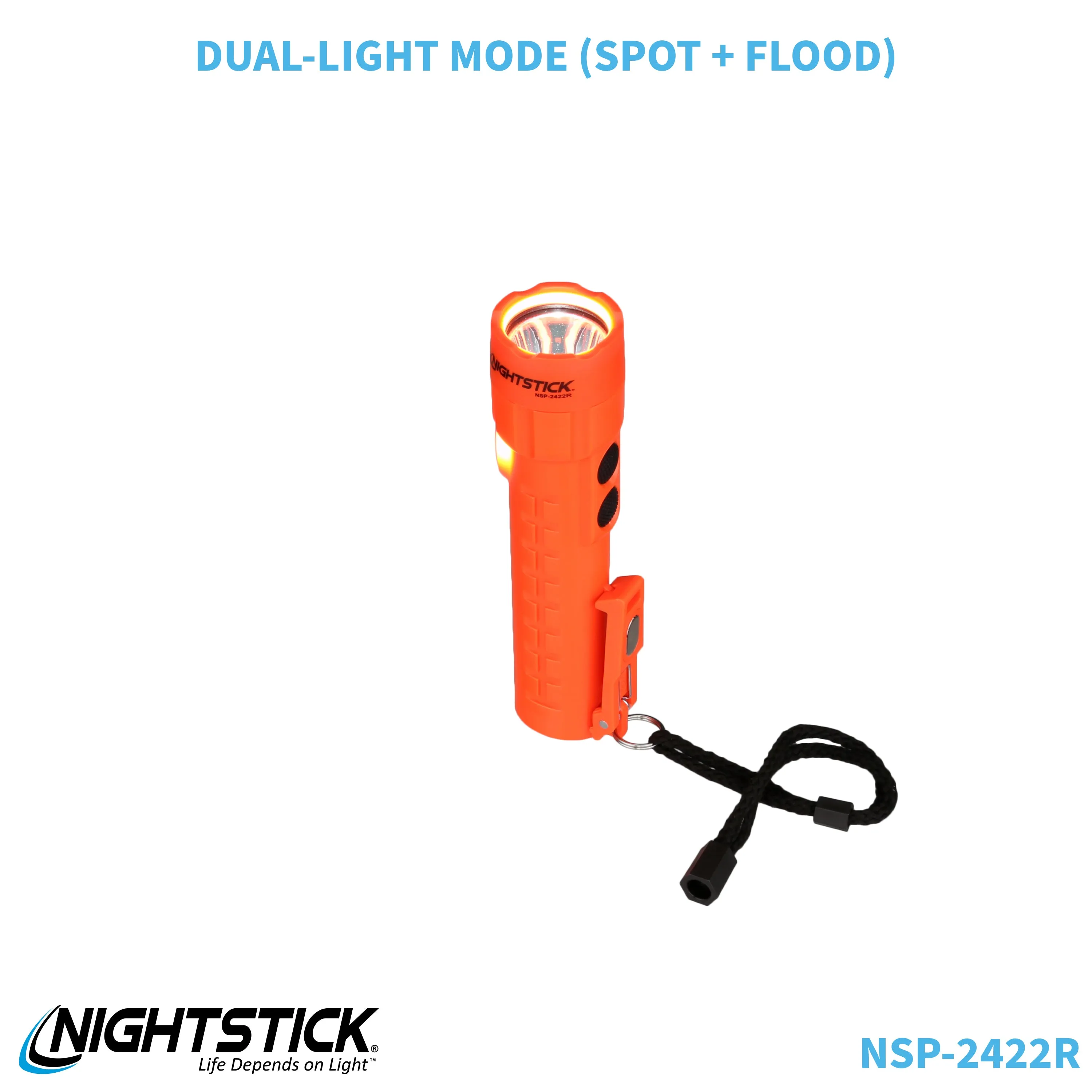 NSP-2422R: Dual-Light Flashlight w/Dual Magnets