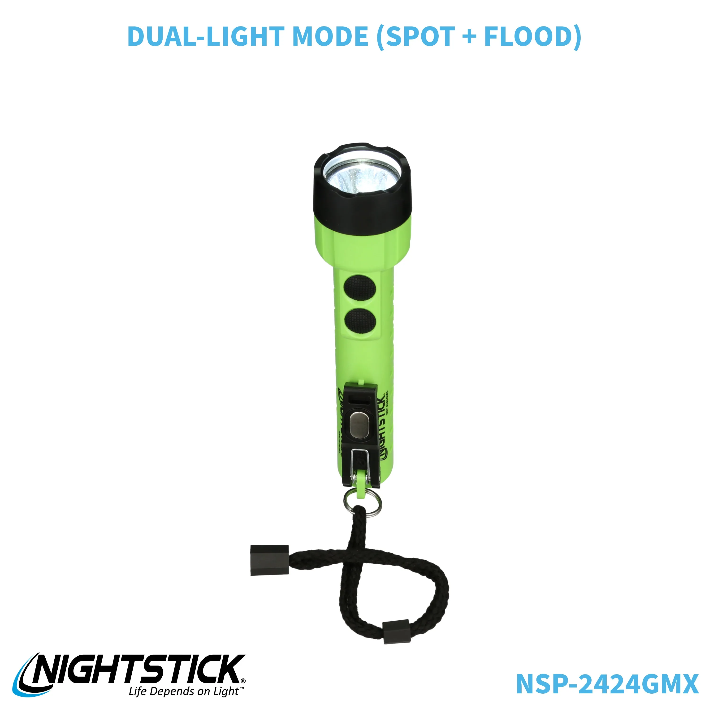 NSP-2424GMX: Dual-Light Flashlight w/Dual Magnets - 3 AA