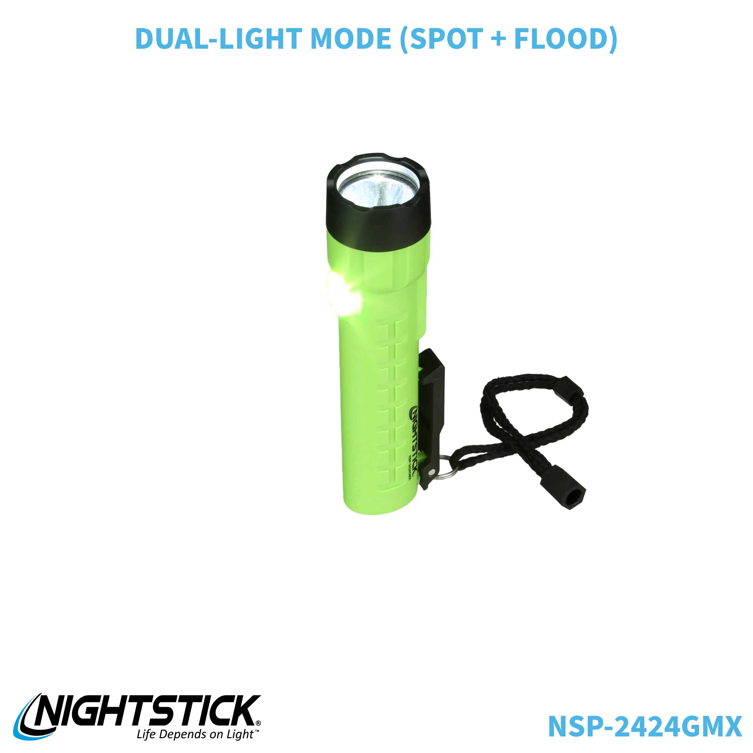 NSP-2424GMX: Dual-Light Flashlight w/Dual Magnets - 3 AA