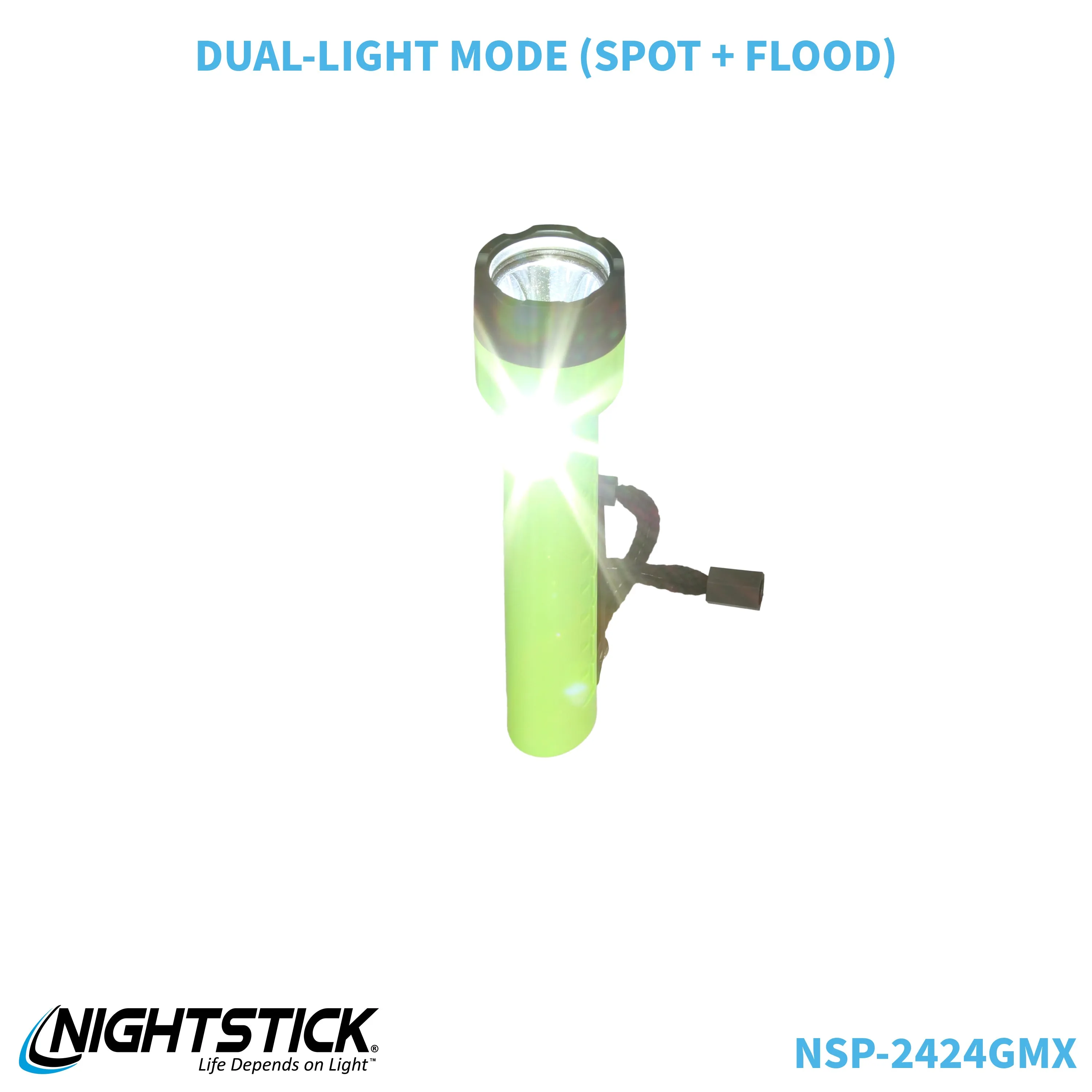 NSP-2424GMX: Dual-Light Flashlight w/Dual Magnets - 3 AA