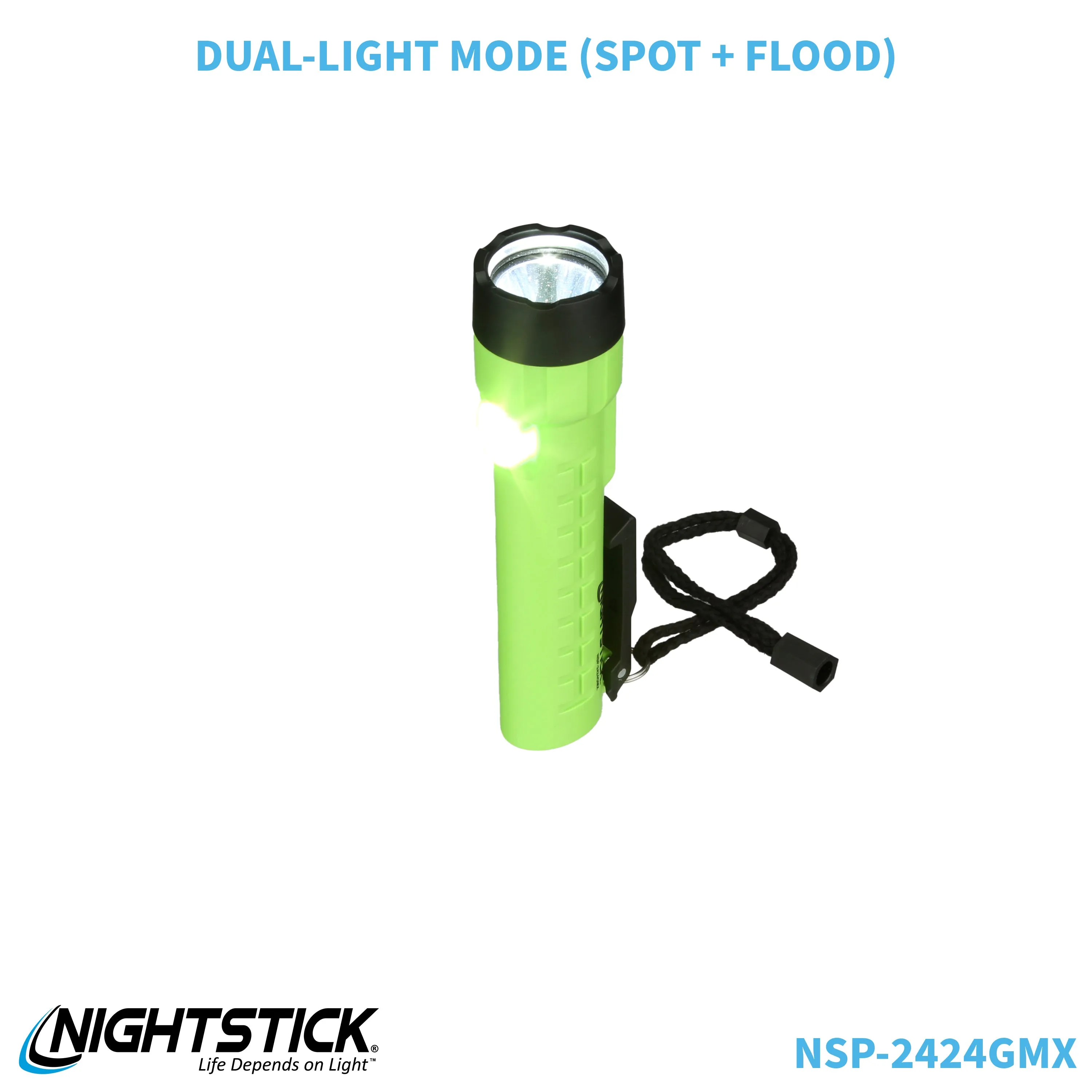 NSP-2424GMX: Dual-Light Flashlight w/Dual Magnets - 3 AA