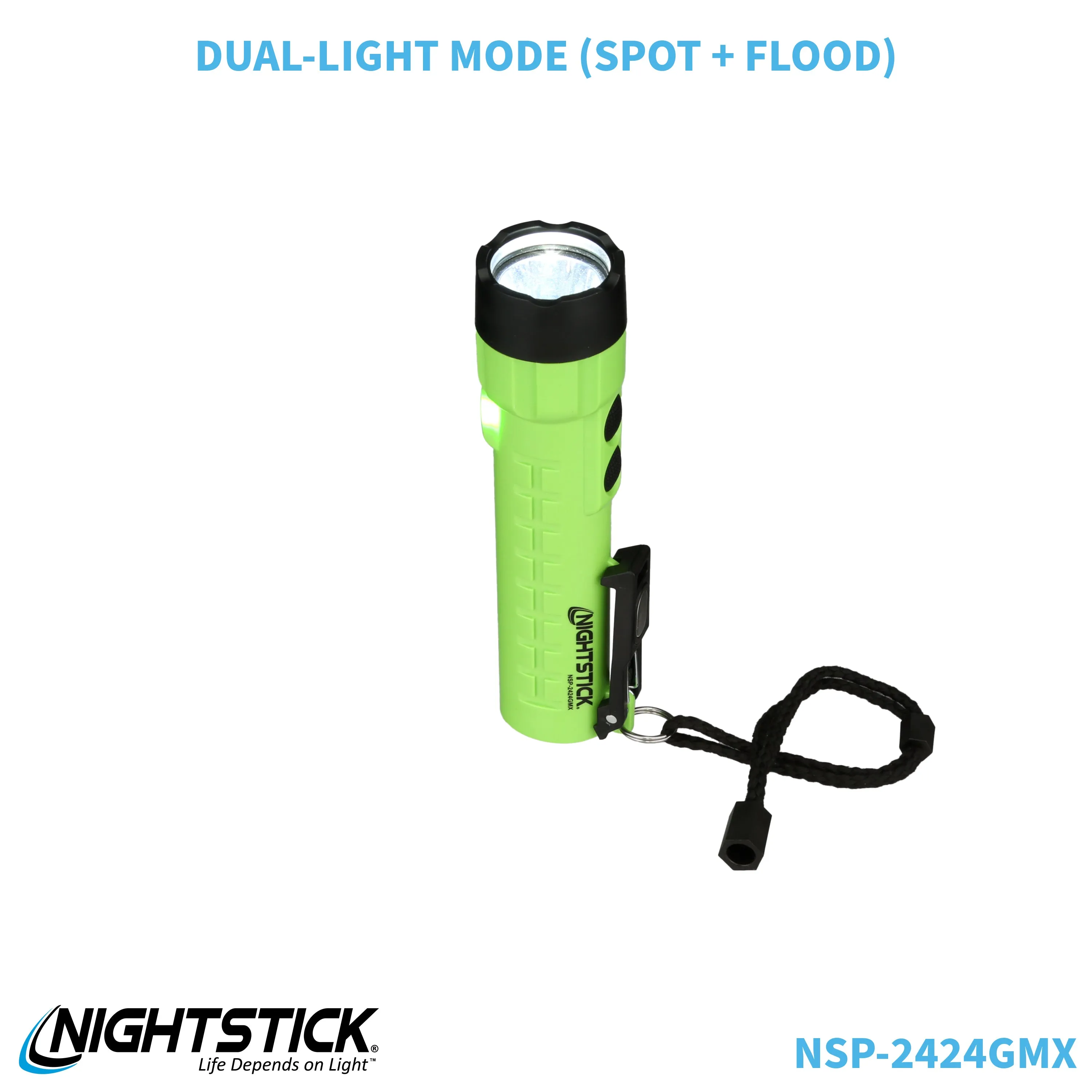 NSP-2424GMX: Dual-Light Flashlight w/Dual Magnets - 3 AA