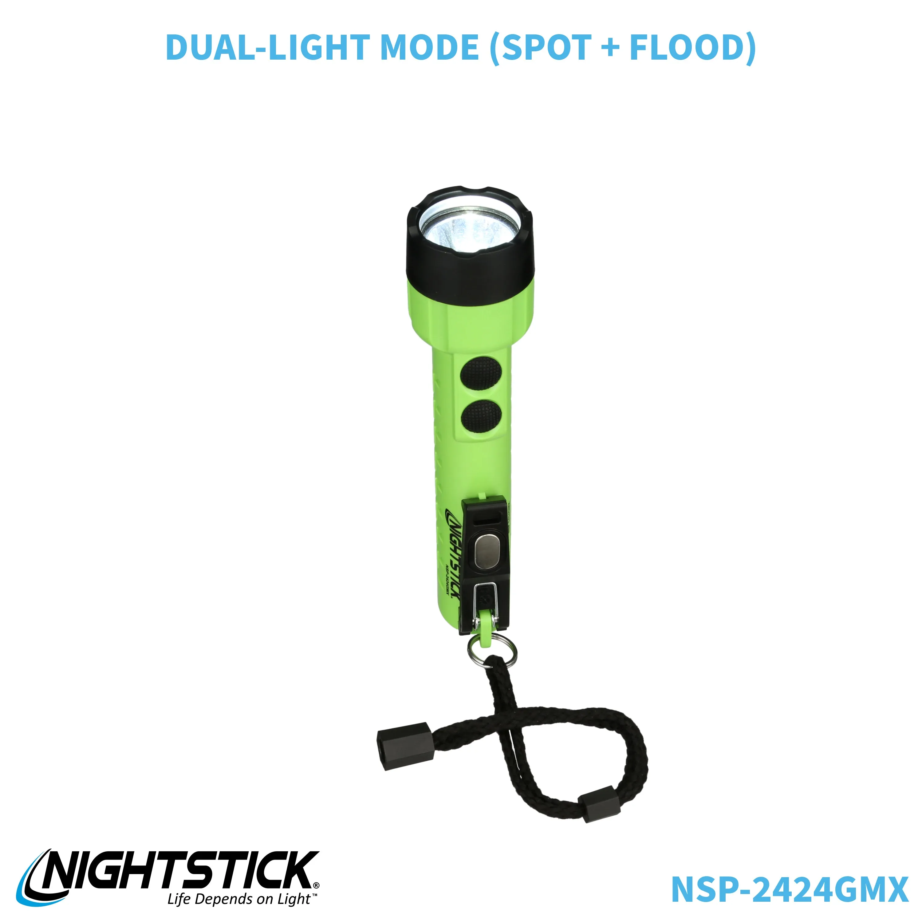 NSP-2424GMX: Dual-Light Flashlight w/Dual Magnets - 3 AA