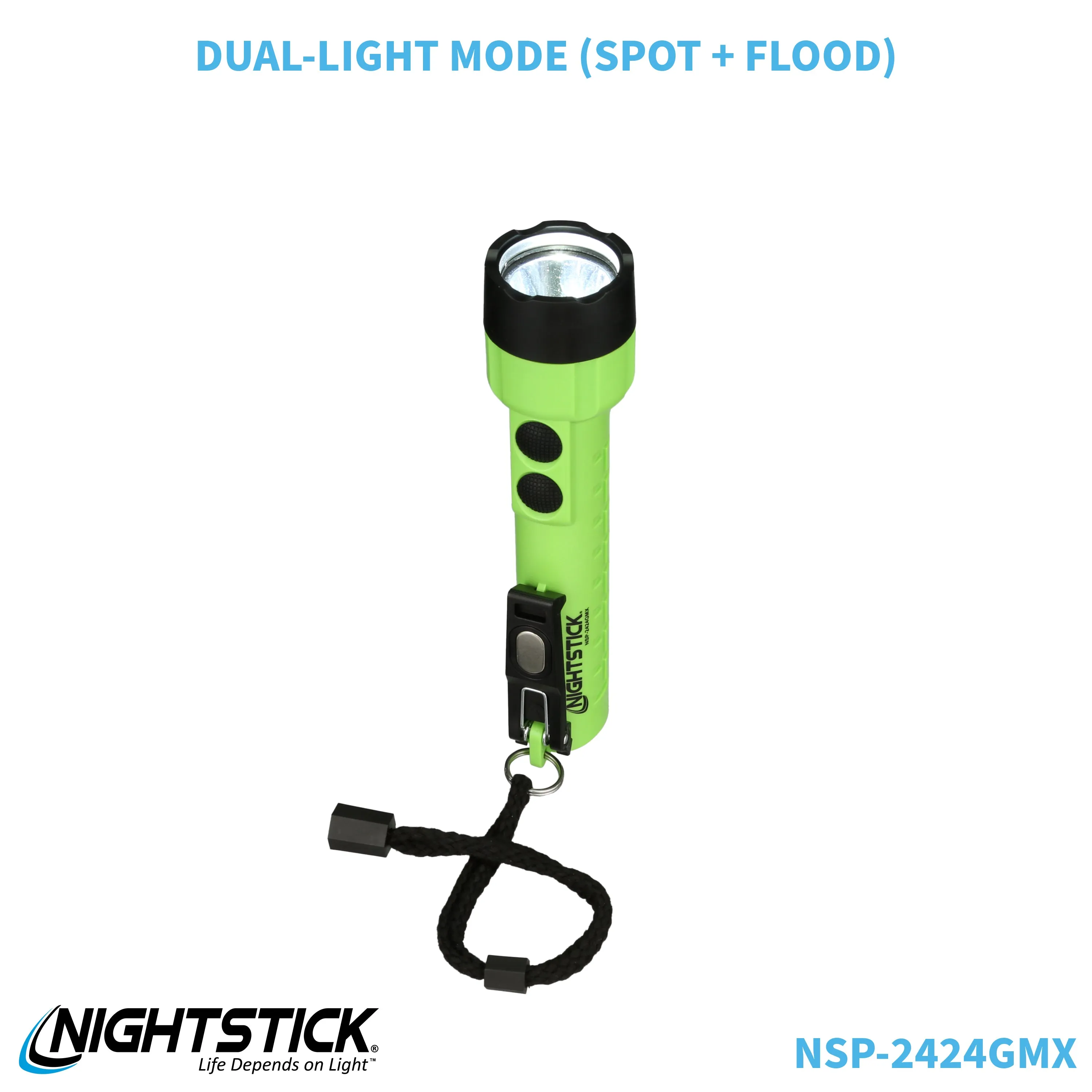 NSP-2424GMX: Dual-Light Flashlight w/Dual Magnets - 3 AA