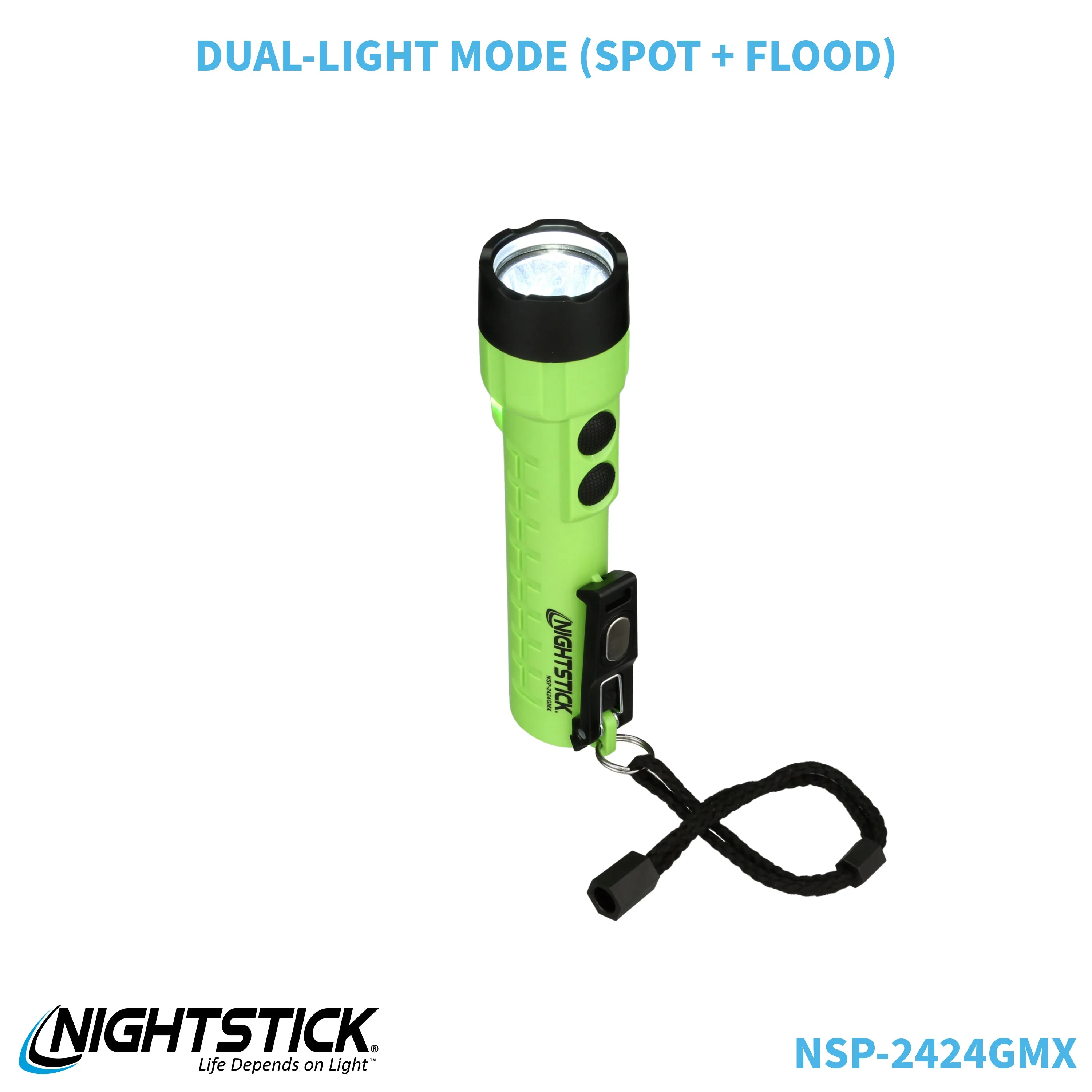 NSP-2424GMX: Dual-Light Flashlight w/Dual Magnets - 3 AA