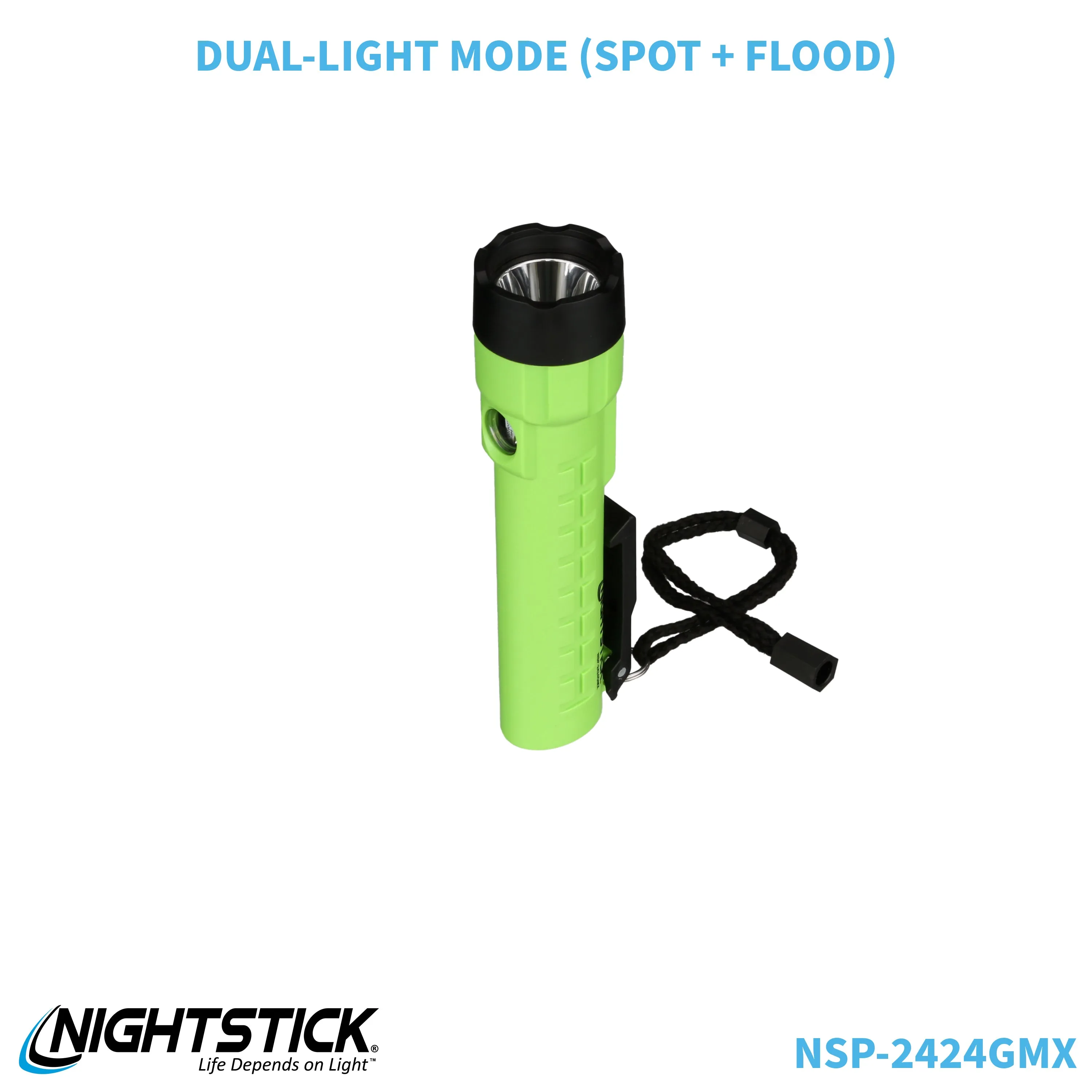 NSP-2424GMX: Dual-Light Flashlight w/Dual Magnets - 3 AA