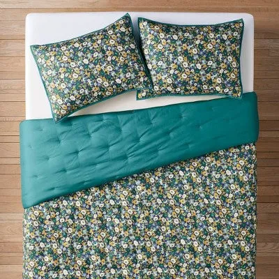 Open Box - Full/Queen Printed Floral Quilt and Sham Set Blue - Opalhouse designed with Jungalow