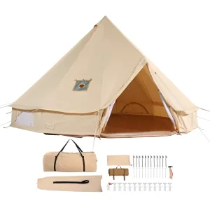 premium Canvas Bell Tent 5m/16.4ft 4-Season Camping Yurt Tent with Stove Jack