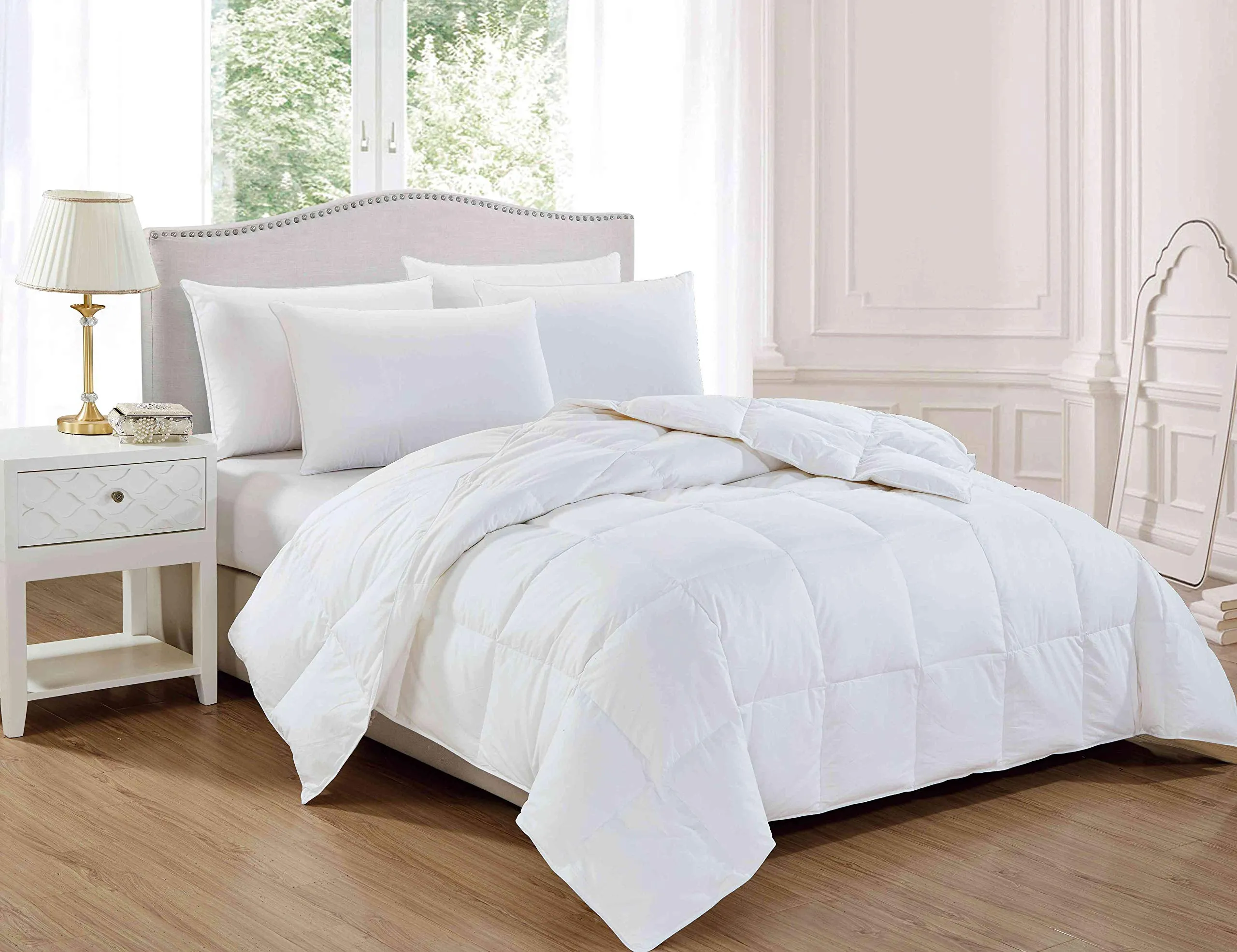 Quilted 50% Goose Duck Down Comforter Duvet with Corner Tabs