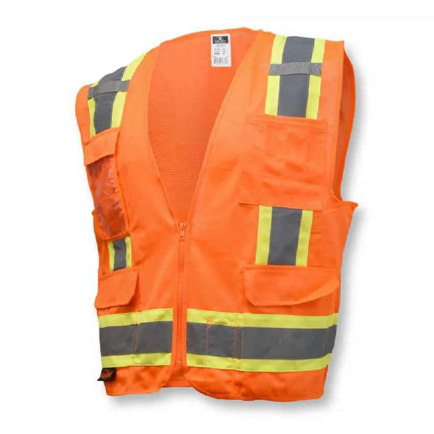 Radians SV6O Type R Class 2 Solid Front/Mesh Back Surveyor Safety Vest, Hi-Vis Orange, 1 Each