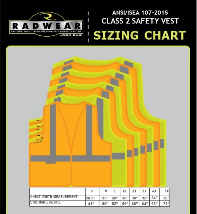 Radians SV6O Type R Class 2 Solid Front/Mesh Back Surveyor Safety Vest, Hi-Vis Orange, 1 Each