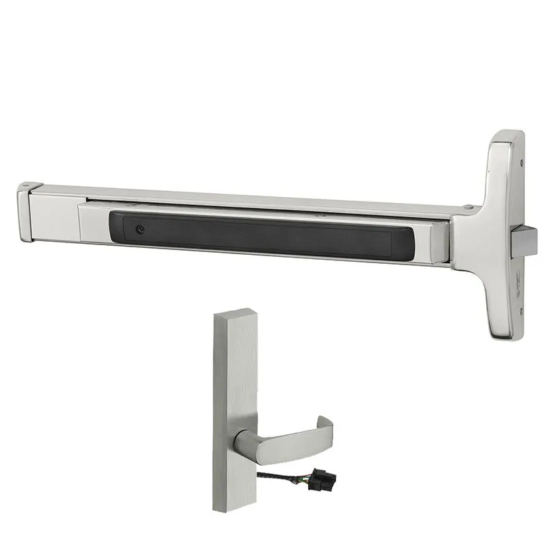 Sargent 12-8573-E-ETL-24V Narrow Stile (12) Fire Rated Rim Exit Device, Electrified ETL Trim, 24"-32" Bar, 24V, Fail Safe Powers Off Unlocks Lever