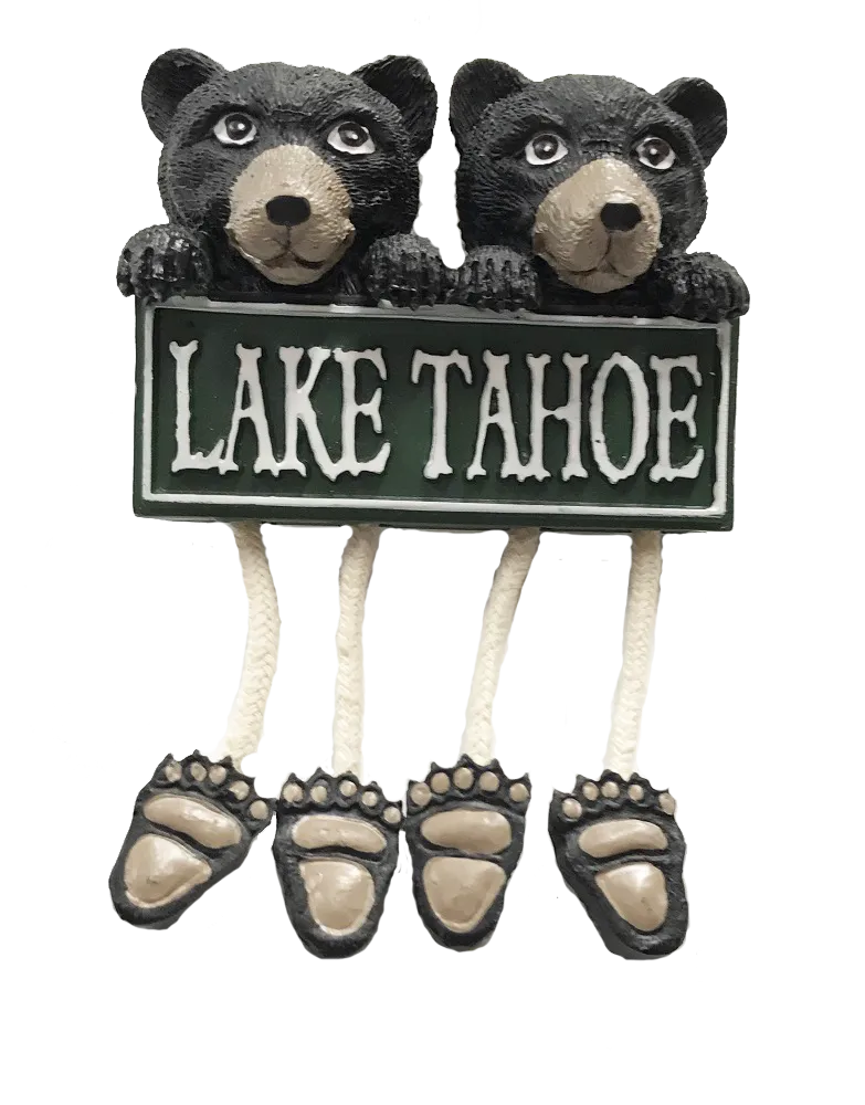 Souvenir Magnet Dangling Twin Bears Lake Tahoe