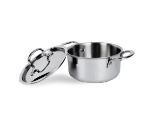 UMAI X Savya Home Triply Stainless Steel Tope (Patila) with Lid | Handi Casserole with lid | 3L |20 cm Diameter |100% PTFE and PFOA Free|Gas Stove & Induction Cookware | Stainless Steel Cookware (3L)